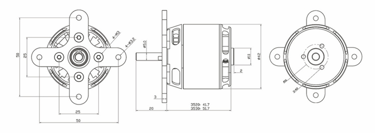 X-TEAM 3520外轉子固定翼航模無刷電機