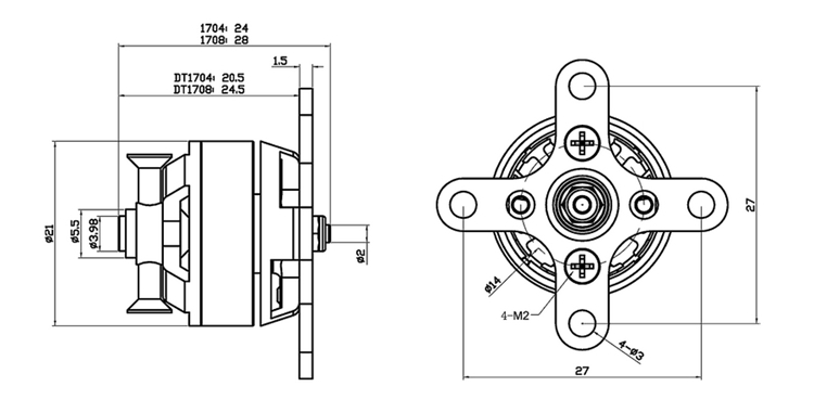 X-TEAM 1708外轉(zhuǎn)子固定翼航模無刷電機